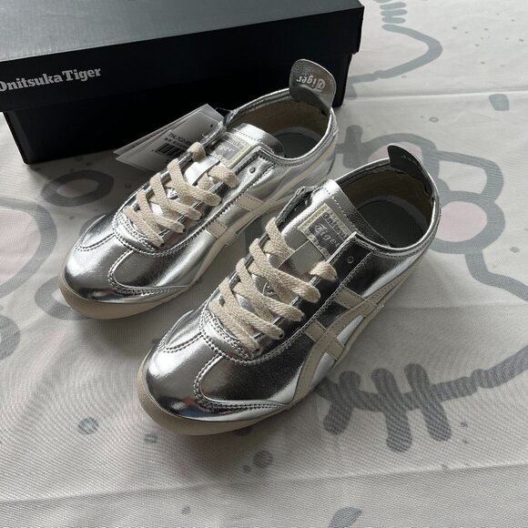 Onitsuka Tiger Mexico 66 Metallic Silver Sneakers - Picture 1 of 7